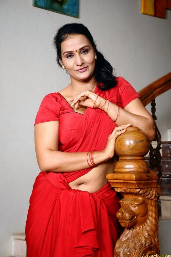 Actress Apoorva Very Hot In Red Saree Photo Collection Actress Album