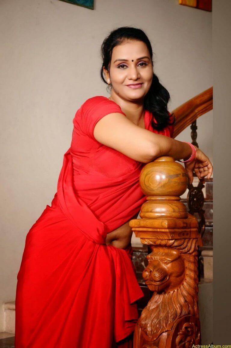 Actress Apoorva Very Hot In Red Saree Photo Collection Actress Album