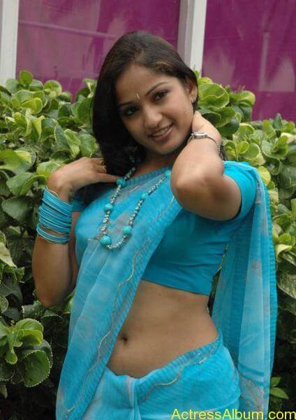 madhavi latha spicy blue saree exposing hot navel2