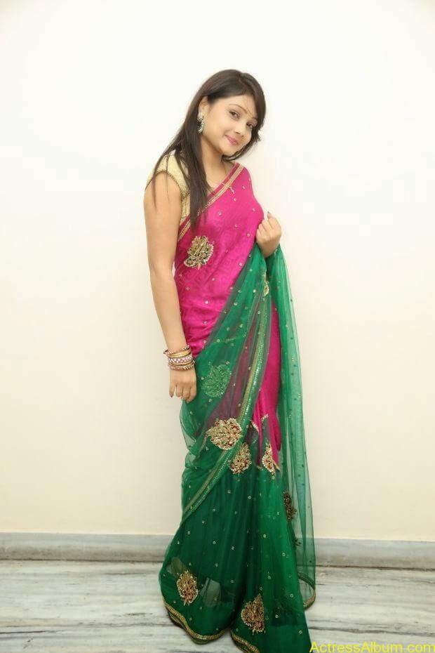 Telugu Actress Priyanka latest wallpapers in pink saree (3)