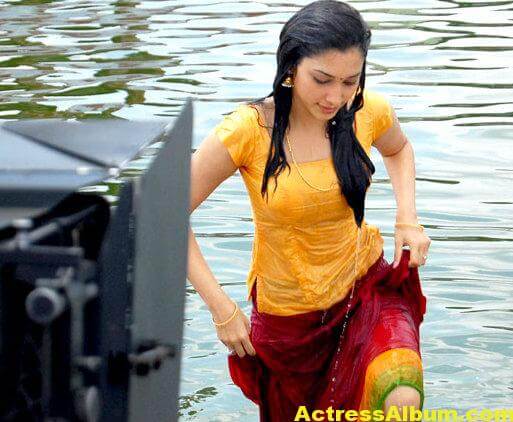 Actress Tamanna Hot Pictures in Wet Dress 