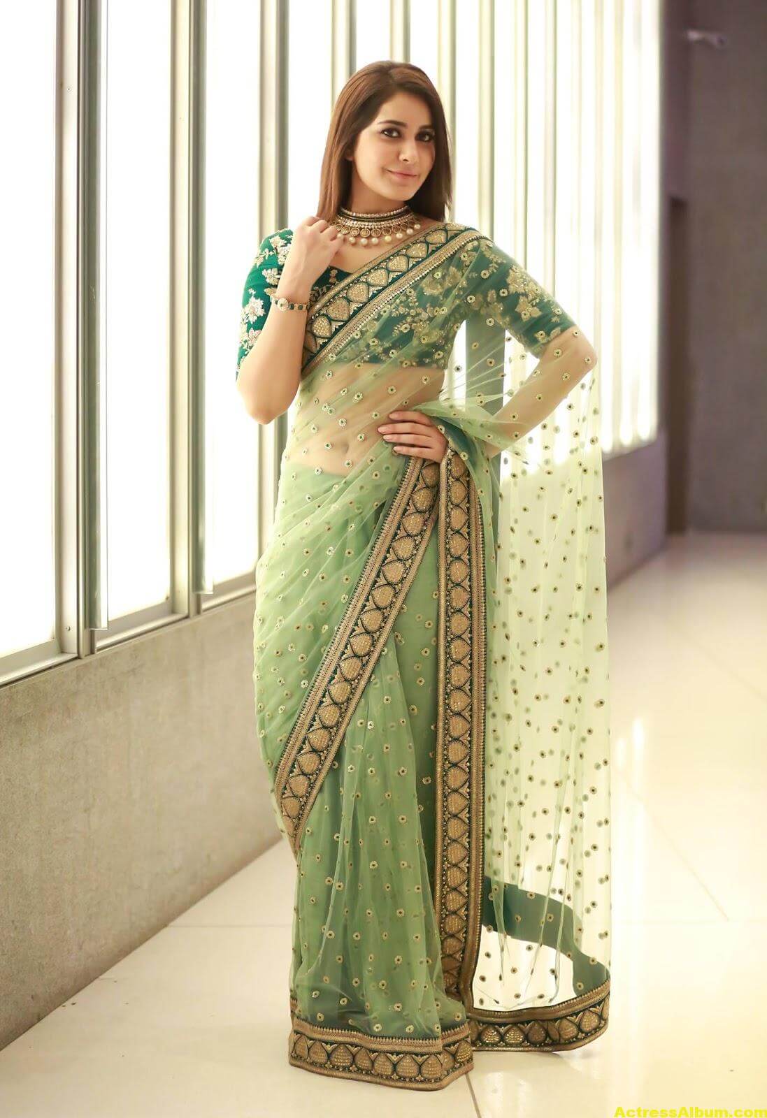 Rashi Khanna Spicy Photos In Green Saree 1 Actress Album 