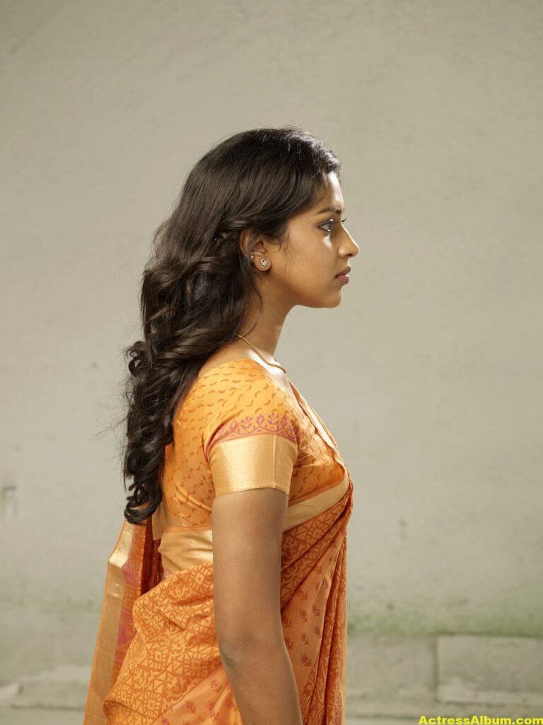 Amala Paul Hot Navel Show Photos In Orange Saree - Actress Album