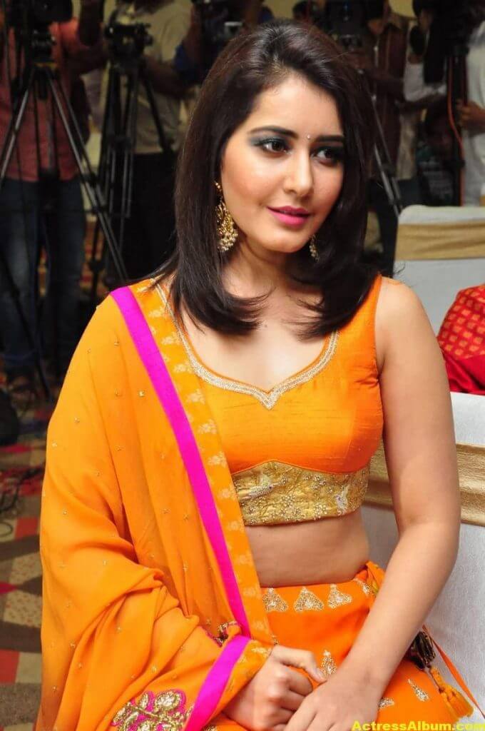 Rashi Khanna Latest Hot Pics In Orange Dress