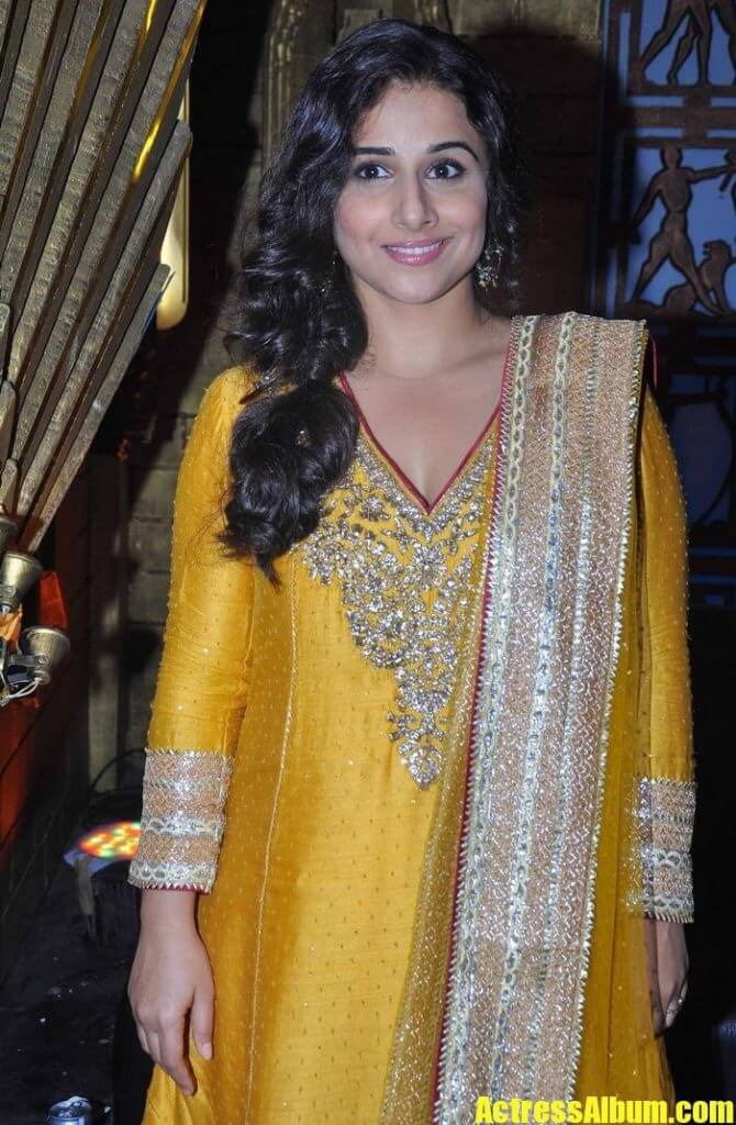 Actress Vidya balan Long Hair Stills In Yellow Dress - Actress Album