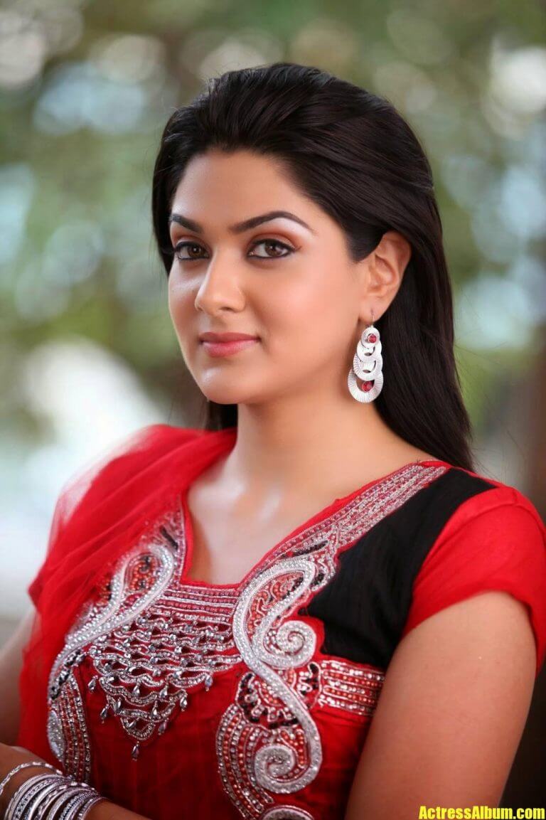 Sakshi Chaudhary Smiling Face Stills In Red Dress