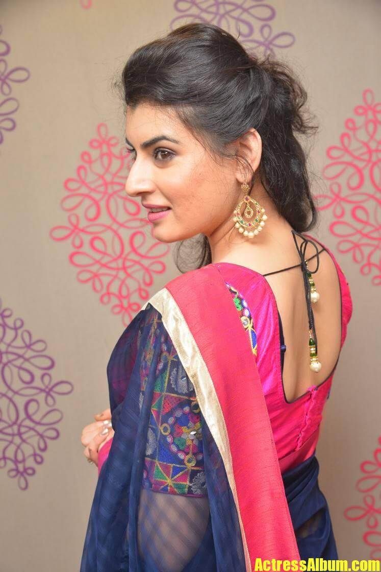 Actress Aksha in Yellow Silk Saree and Sleeveless Backless…
