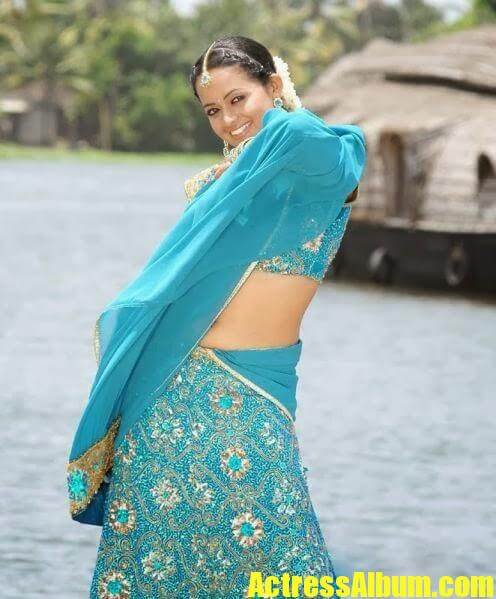 Bhavana Hot In Blue Saree Stills - Actress Album