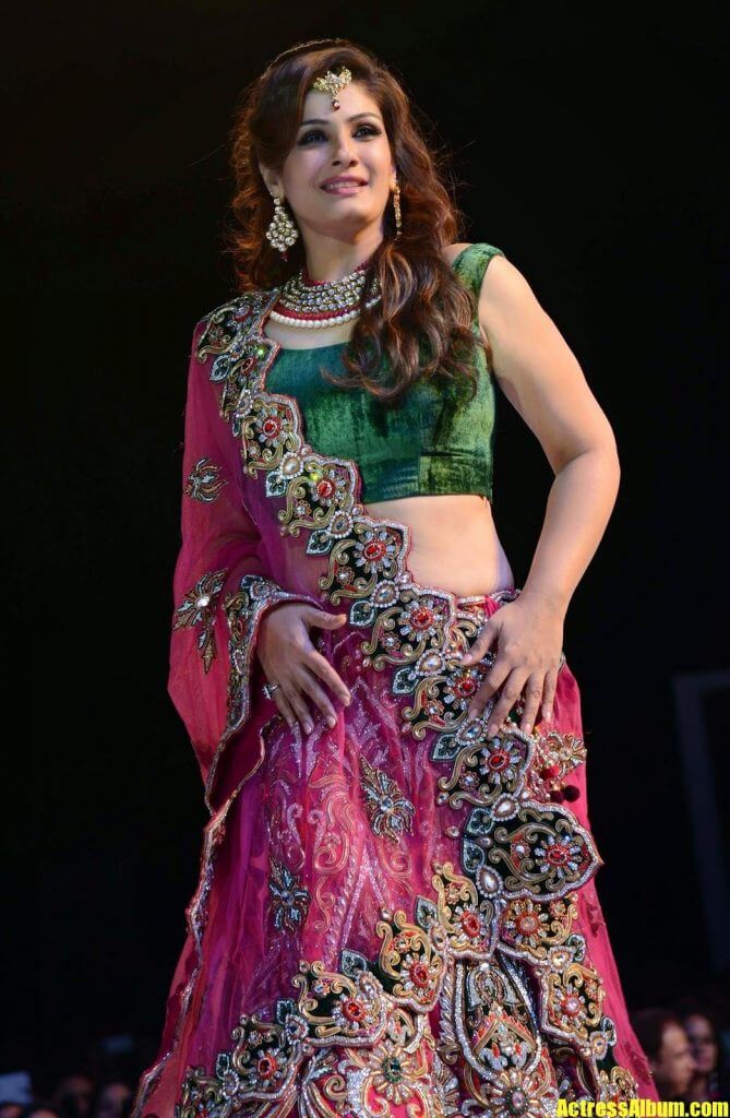 Hindi Old Actress Raveena Tandon Stills at Ramp Walk Asif Shahs Fashion