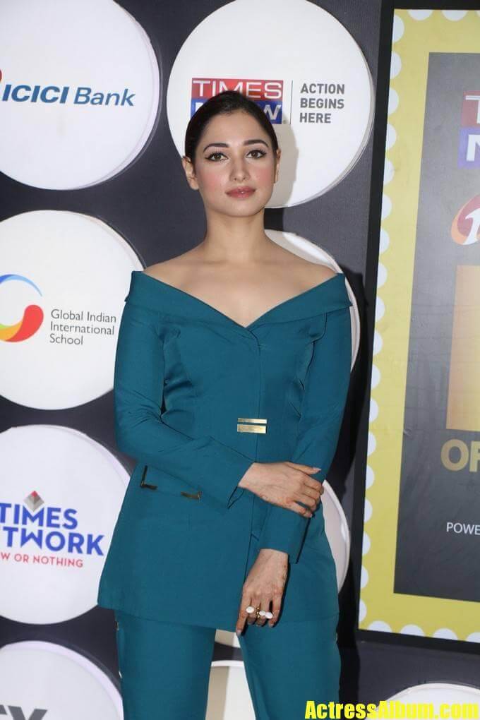 Milky Beauty Tamanna In Green Dress At NRI Of The Year Awards