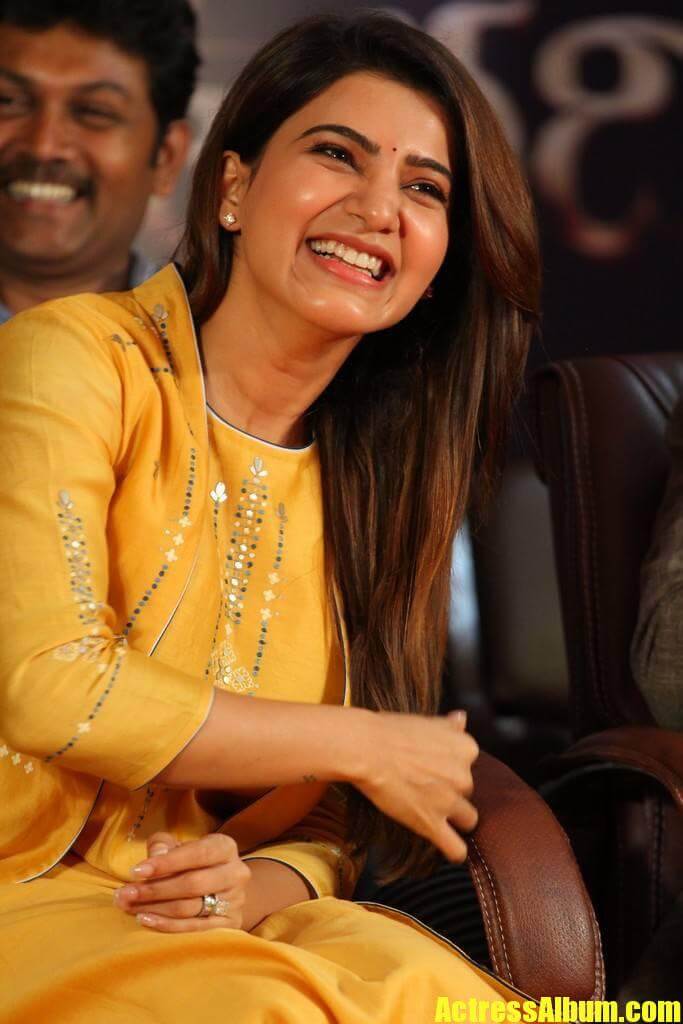 Samantha In Yellow Dress At Raju Gari Gadhi 2 Film Press Meet