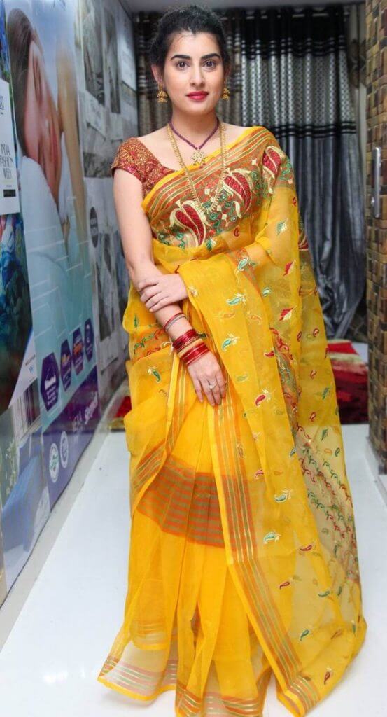 South Indian Actress Archana Veda Hot Photos In Yellow Saree - Actress