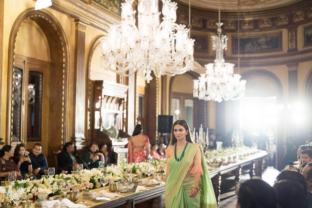 Actress Kriti Kharbanda Pics In Green Saree