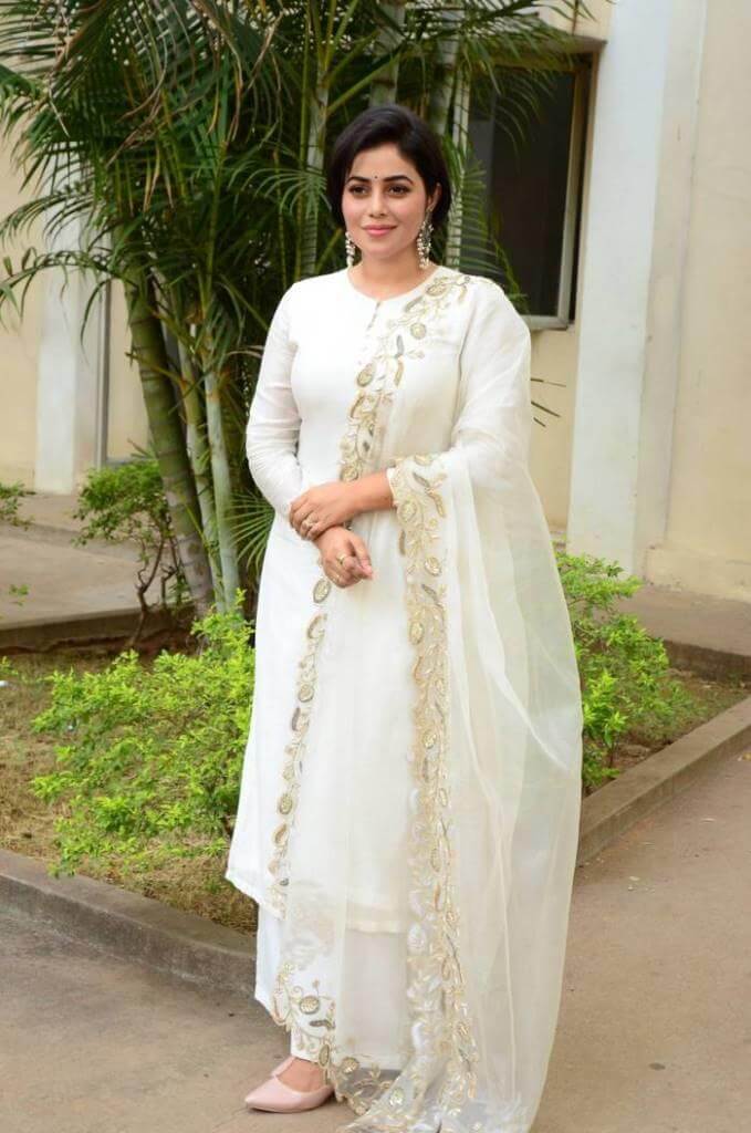 Actress Poorna In White Dress