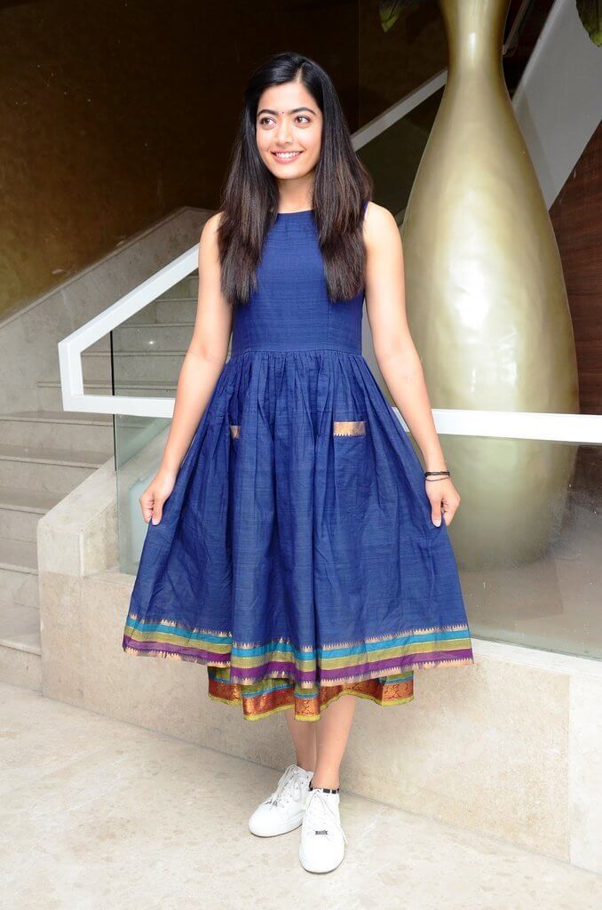 New Stills Of Rashmika Mandanna In Blue Skirt