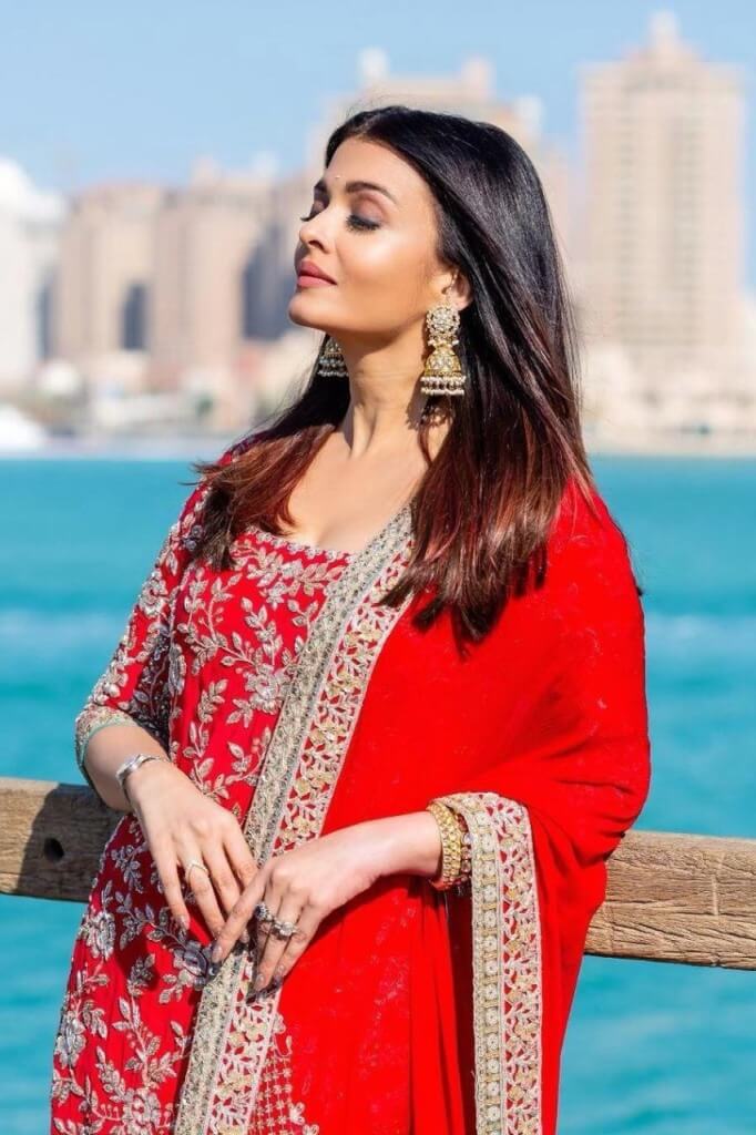 Aishwarya Rai Qatar Photoshoot Pics In Red Dress
