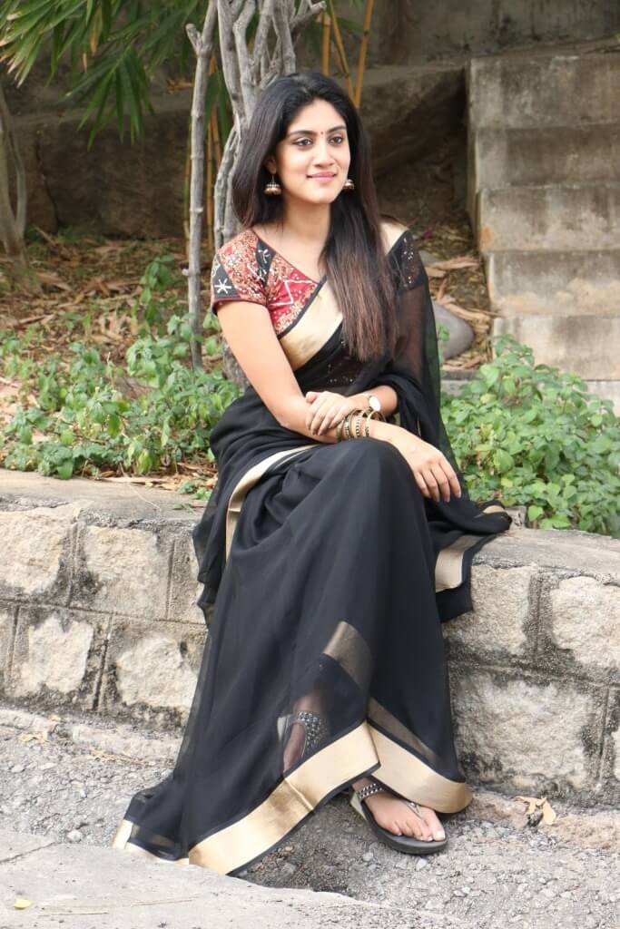 Dhanya Balakrishna In Black Saree At Software Sudheer Movie Success