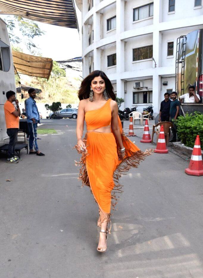 Shilpa Shetty In Orange Dress
