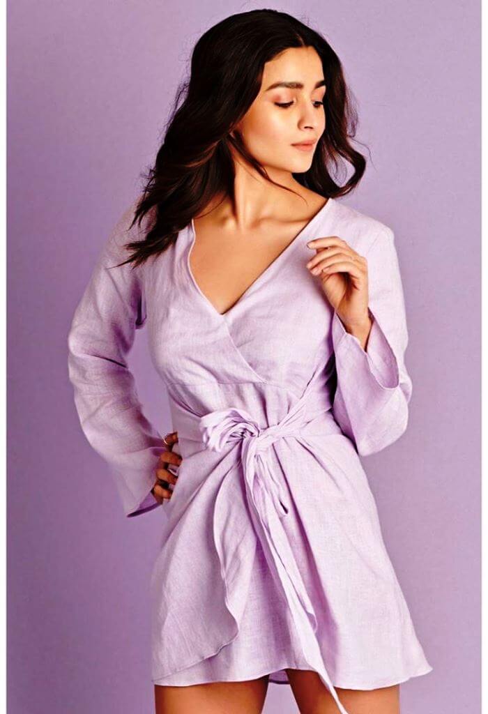 Alia Bhatt Spicy Pics In Purple Bathrobe Dress