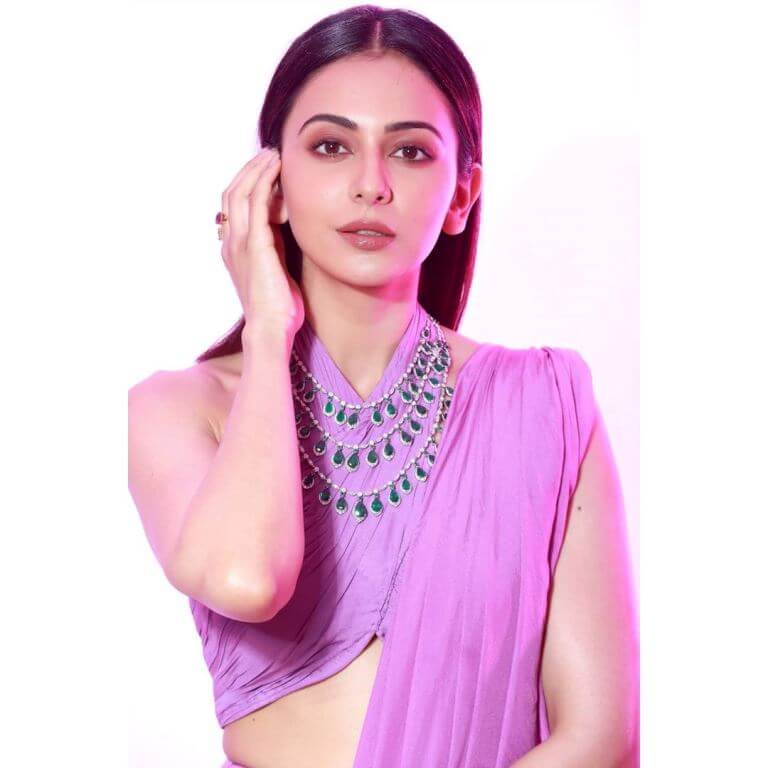 Rakul Preet In Purple Saree By Designer Shehla Khan