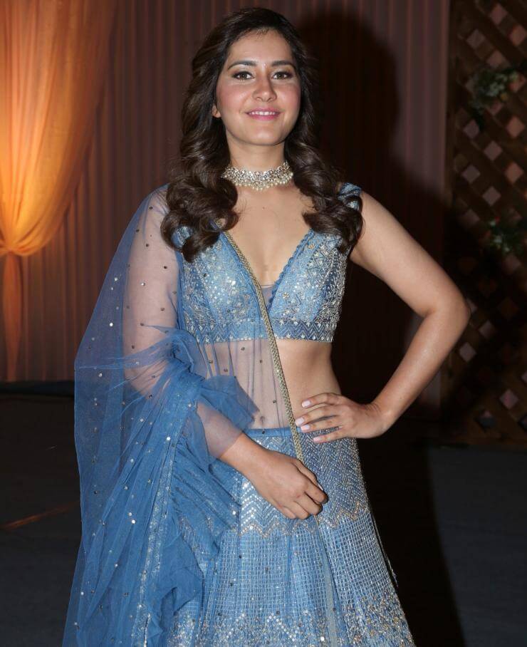 Rashi Khanna In Blue Lehenga At Wedding Reception